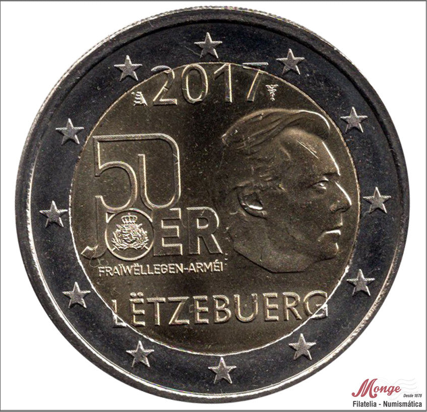 Luxemburgo - 2017 - Monedas Euros circulación - S/C / UNC - 2 € año 2017 / 50 Aniv. del Servicio Militar Voluntario