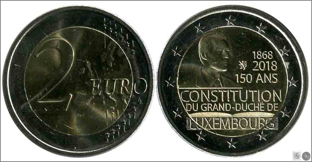 Luxemburgo - 2018 - Monedas Euros circulación - S/C / UNC - 2 € año 2018 / 150 Años Constitucion