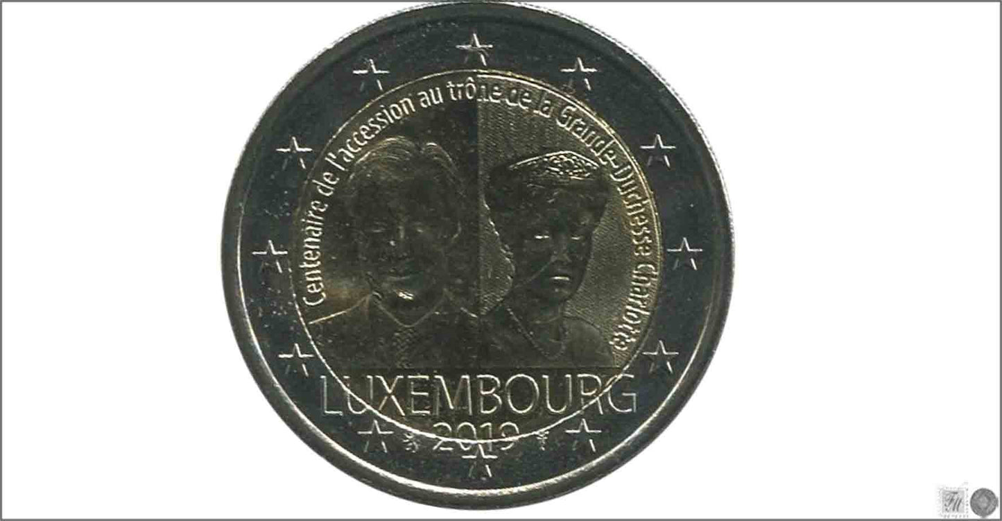 Luxemburgo - 2019 - Monedas Euros circulación - S/C / UNC - 2 € año 2019 / 100 Años ascension trono Duquesa Charlotte