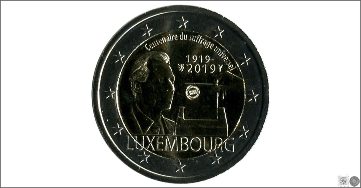 Luxemburgo - 2019 - Monedas Euros circulación - S/C / UNC - 2 € año 2019 / Cien años del sufragio universal en Luxemburgo