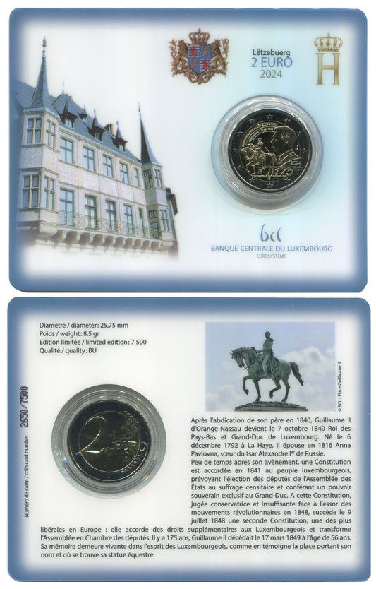 Luxemburgo - 2024 - Monedas Euros circulación - S/C / UNC - 2 € año 2024 / Gran Duque Guillermo II / Coin Card