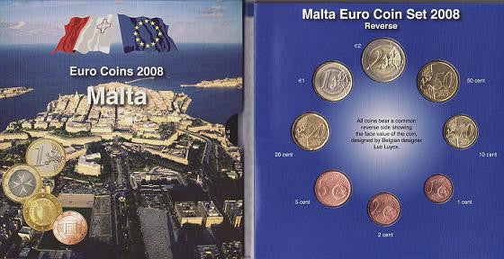 Malta - 2008 - Monedas Euros en cartera oficial - FDC / MS - Cartera 2008 ( 8 monedas) incluye dos hb