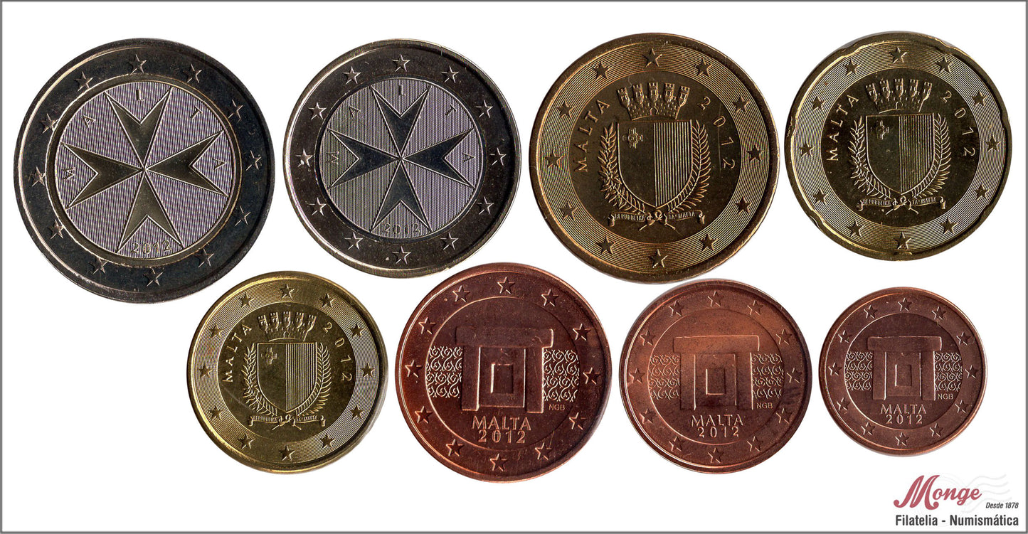 Malta - 2012 - Monedas Euros circulación - FDC / MS - Año 2012 (8 monedas)