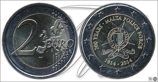 Malta - 2014 - Monedas Euros circulación - S/C / UNC - 2 € año 2014 / 200 aniversario de la policía de Malta