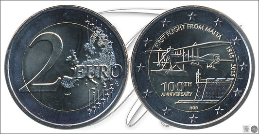 Malta - 2015 - Monedas Euros circulación - S/C / UNC - 2 € año 2015 / 1er Vuelo a Malta 1915