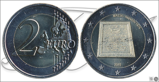 Malta - 2015 - Monedas Euros circulación - S/C / UNC - 2 € año 2015 / Proclamación de la República en 1974