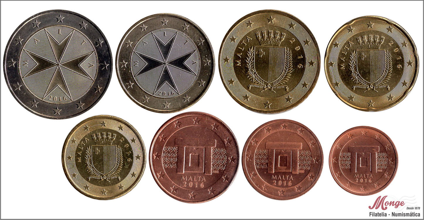 Malta - 2016 - Monedas Euros circulación - FDC / MS - Año 2016 (8 monedas)