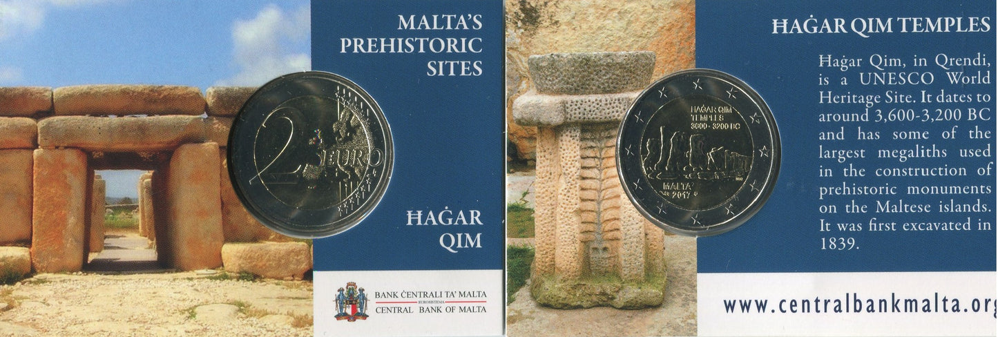 Malta - 2017 - Monedas Euros circulación - S/C / UNC - 2 € Año 2017 / Hagar Qim Temples 3600-3200 BC / Prehistoria II / Coin Car