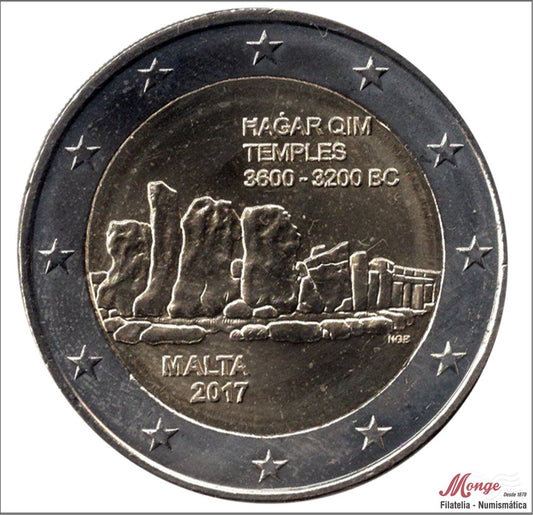 Malta - 2017 - Monedas Euros circulación - S/C / UNC - 2 € Año 2017 / Hagar Qim Temples 3600-3200 BC / Prehistoria II