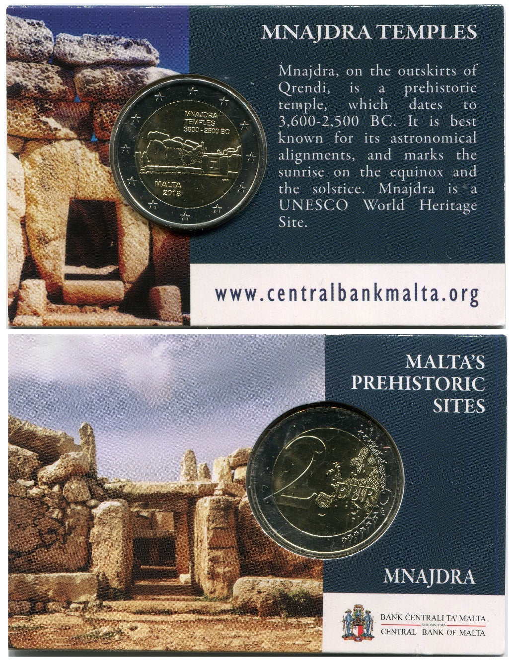 Malta - 2018 - Monedas Euros circulación - S/C / UNC - 2 € Año 2018 / Mnajdra Temples 3600-2500 BC / Prehistoria III - en coin c