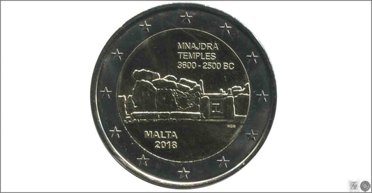 Malta - 2018 - Monedas Euros circulación - S/C / UNC - 2 € Año 2018 / Mnajdra Temples 3600-2500 BC / Prehistoria III