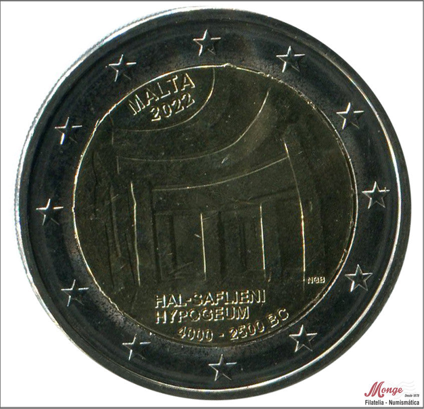 Malta - 2022 - Monedas Euros circulación - S/C / UNC - 2 € Año 2022 / Hal Saflieni Hypogeum Temples