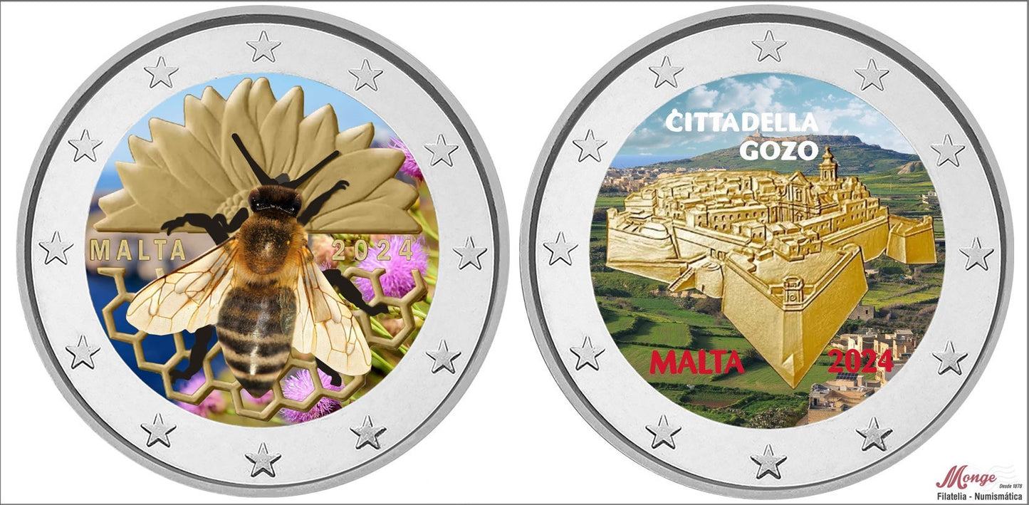 Malta - 2024 - Monedas Euros Color - S/C / UNC - 2 € Año 2024 / Cittadella Y Maltesse Honey (2 monedas)