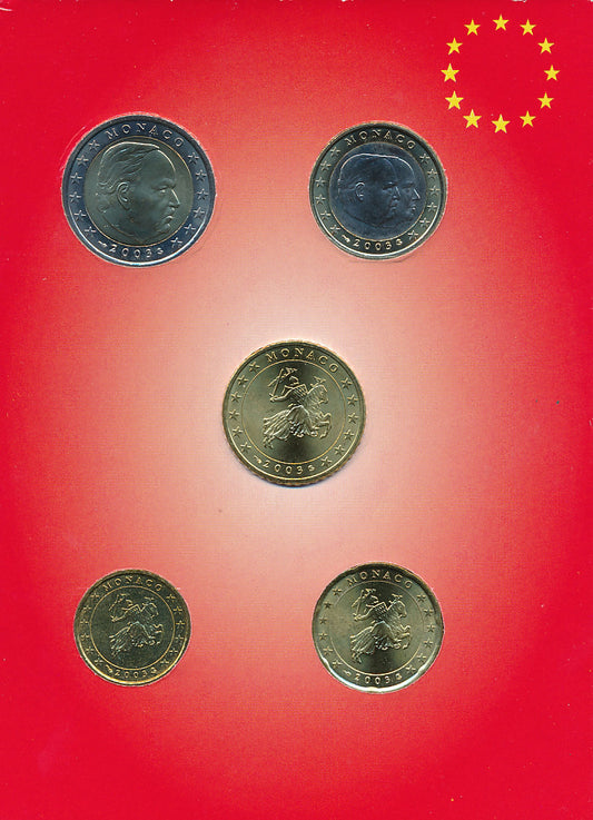 Mónaco - 2003 - Monedas Euros circulación - S/C / UNC - Año 2003 (5 monedas) 10-20-50 ct y 1-2 €