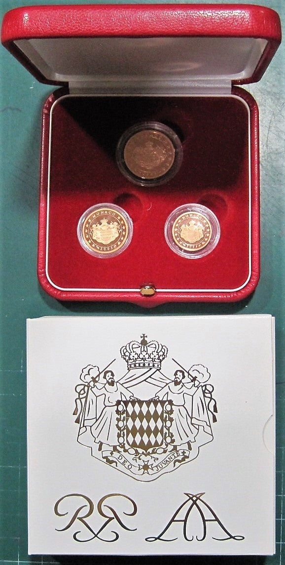 Mónaco - 2005 - Monedas Euros en cartera oficial - PROOF - Estuche 2005 (3 monedas)