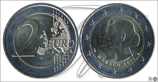 Mónaco - 2011 - Monedas Euros en cartera oficial - S/C / UNC - 2 € Año 2011 / Boda / En estuche