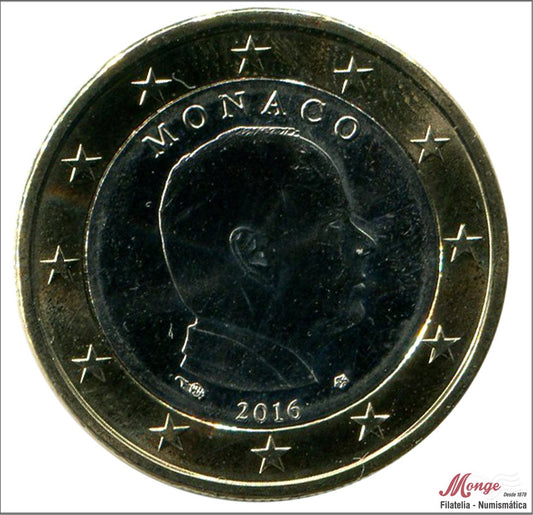 Mónaco - 2016 - Monedas Euros circulación - S/C / UNC - 1 € año 2016 / Alberto II