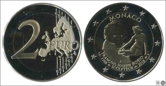 Mónaco - 2018 - Monedas Euros en cartera oficial - PROOF - 2 € año 2018 / François-Joseph Bosio