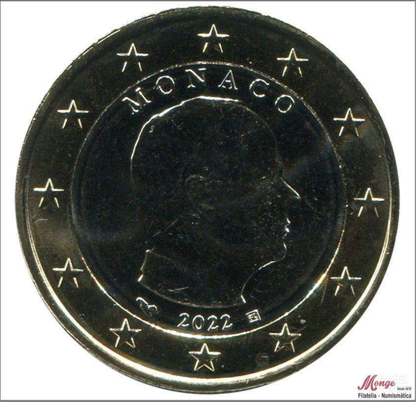 Mónaco - 2022 - Monedas Euros circulación - S/C / UNC - 1 € año 2022 / Alberto II