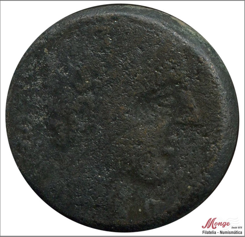 Mundo Antiguo - Iberica - Nº ACIP-2091 - BC / F - AS IKALSKUSKEN / A Cabeza viril a Drcha de poco arte detras delfin / R Jinete