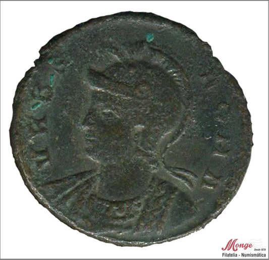 Mundo Antiguo - Imperio Romano - MBC+ / VF+ - Follis tiempo de Constantino - A/ URBS ROMA RFA - Roma 4ª Oficina / 307-337 DC