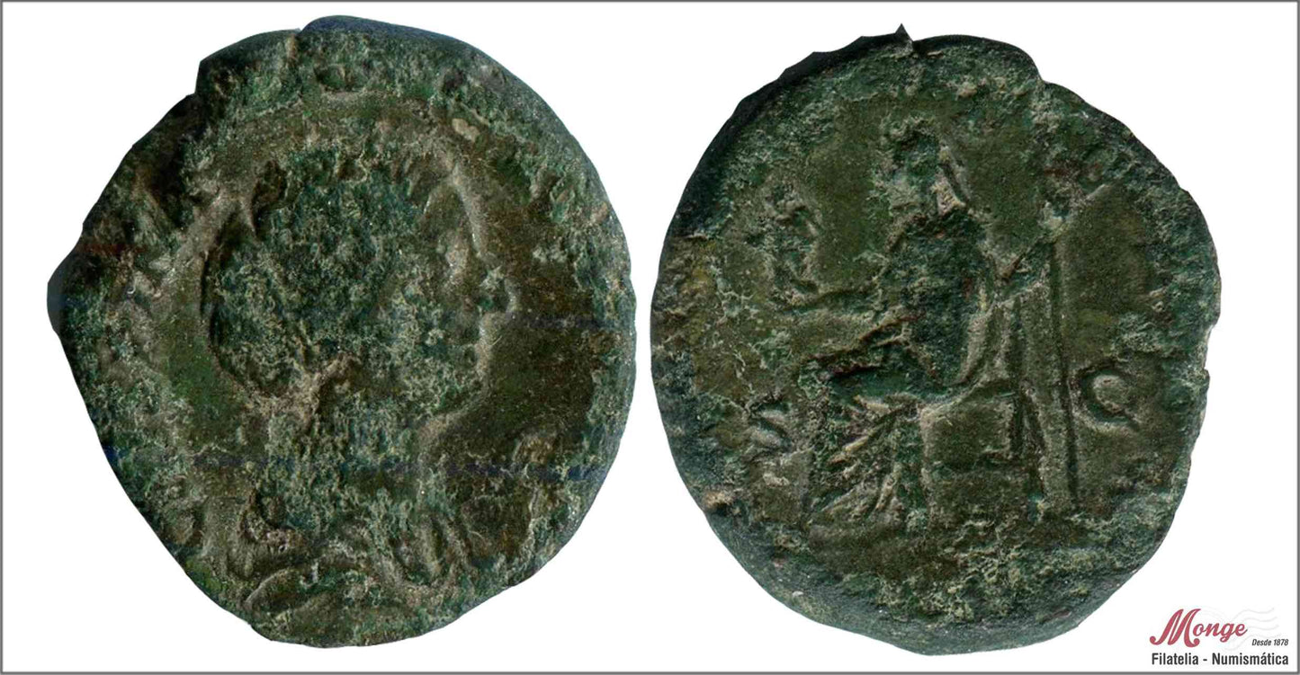 Mundo Antiguo - Imperio Romano - Nº RIC-686 - RC / VG - AS. Crispina 182-187 dc - R/ VENUS FELIX - Venus Sentada con Victoria y