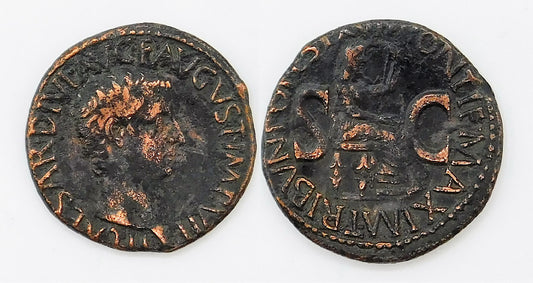 Mundo Antiguo - Imperio Romano - Nº S-01769 - MBC+ / VF+ - AS Tiberio 17-37 dc - A/ TI CAESAR DIVI AUG F AUGUST IMP VII - R/ PON