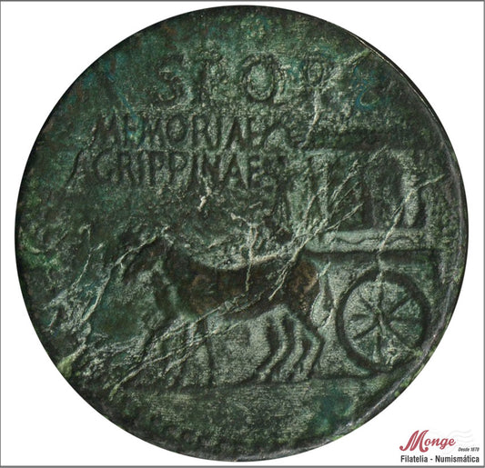 Mundo Antiguo - Imperio Romano - Nº S-01827 - MBC - / VF- - Sestercio Caligula en Honor a Hermana fallecida Agripina A/ AGRIPPIN