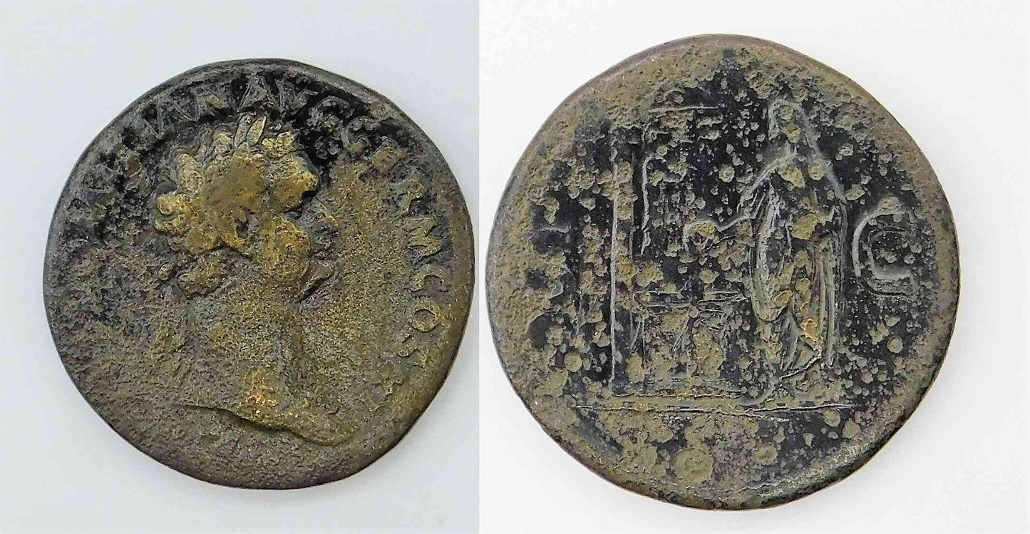 Mundo Antiguo - Imperio Romano - Nº S-02776 - Buena conservación - BC- / F- - Sestercio. Domiciano - R/ DOMICIANO TOGADO / Hacie