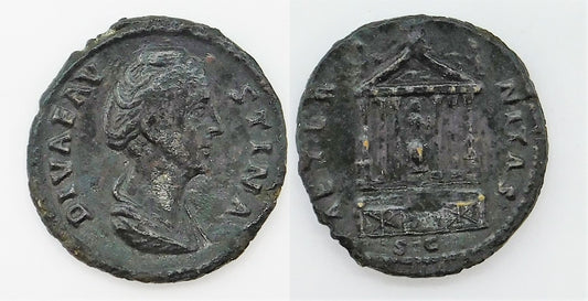 Mundo Antiguo - Imperio Romano - Nº S-04644 - EBC / XF - AS. Diva Faustina - R/ AETERNITAS SC HEXASTILO TEMPLO / Roma 150 dc