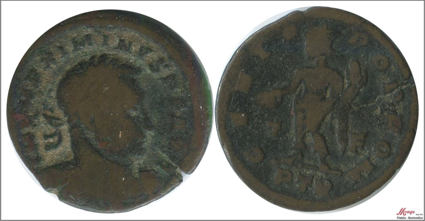 Mundo Antiguo - Imperio Romano - Nº S-14857 - Buena conservación - BC / F - Follis Maximino Daza Augusto - R/ GENIO POP ROM PTR