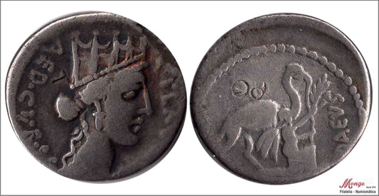 Mundo Antiguo - Republica Romana - Nº FFC1002 - BC / F - Denario / A Plautius - A/ A PLUTIUS DED CUSR SC - R/ BACCHHIUS IUDAEUS