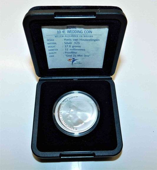 Paises Bajos - 2002 - Monedas euros en plata - PROOF - 10 € año 2002 Boda / En Estuche