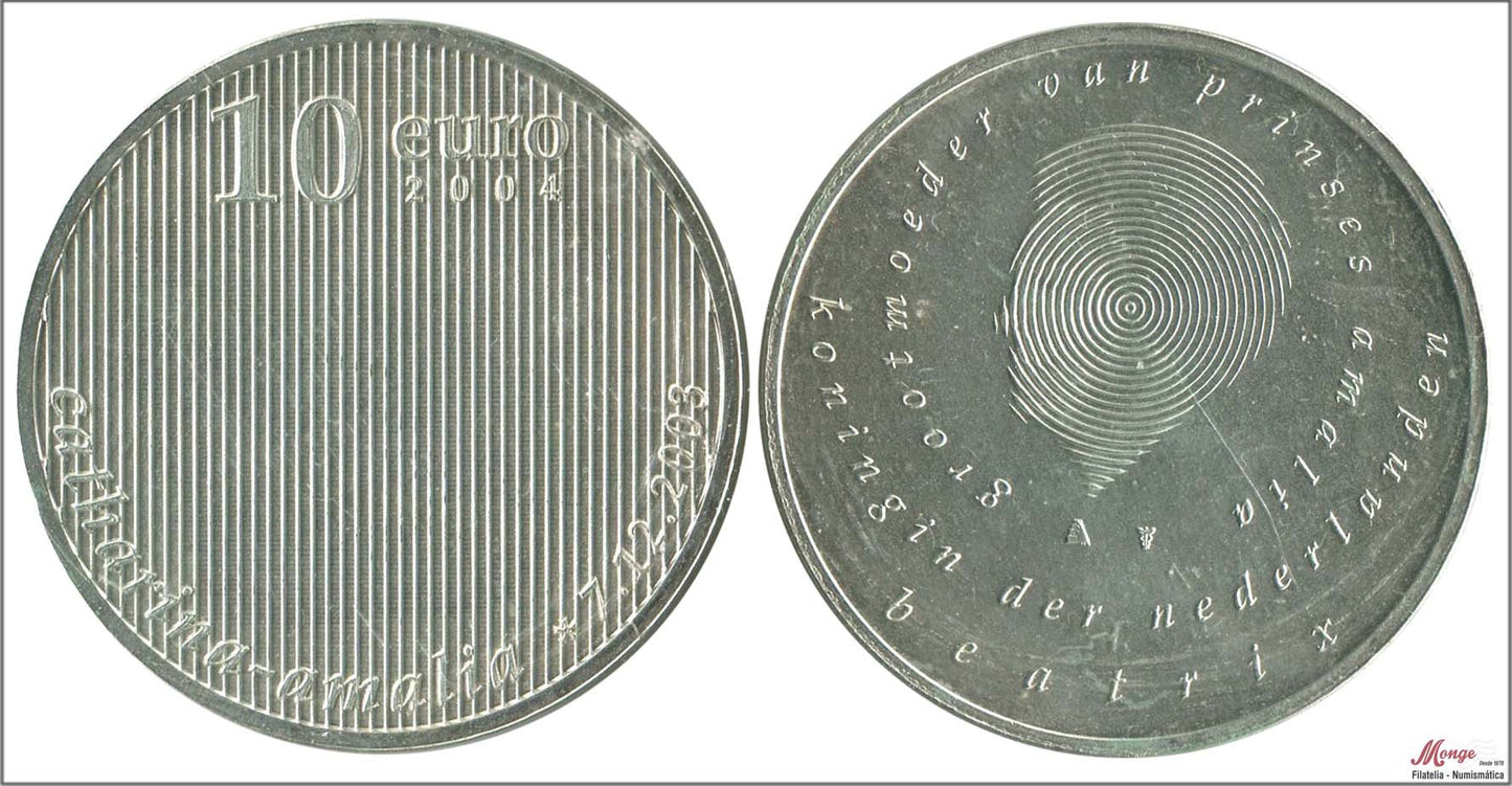 Paises Bajos - 2004 - Monedas euros en plata - S/C / UNC - 10 € año 2004 Princesa Caterina Malia / 17,80 gr.