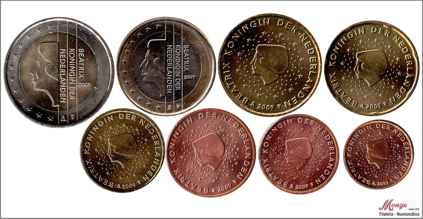 Paises Bajos - 2009 - Monedas Euros circulación - S/C / UNC - Año 2009 (8 monedas)