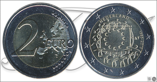 Paises Bajos - 2015 - Monedas Euros circulación - S/C / UNC - 2 € año 2015 / 30 Aniv. Bandera UE