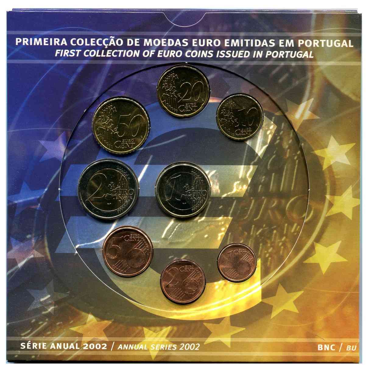 Portugal - 2002 - Monedas Euros en cartera oficial - FDC / MS - Cartera 2002 (8 monedas)