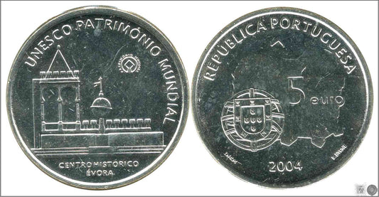 Portugal - 2004 - Monedas euros en plata - S/C / UNC - 5 € Año 2004 Evora