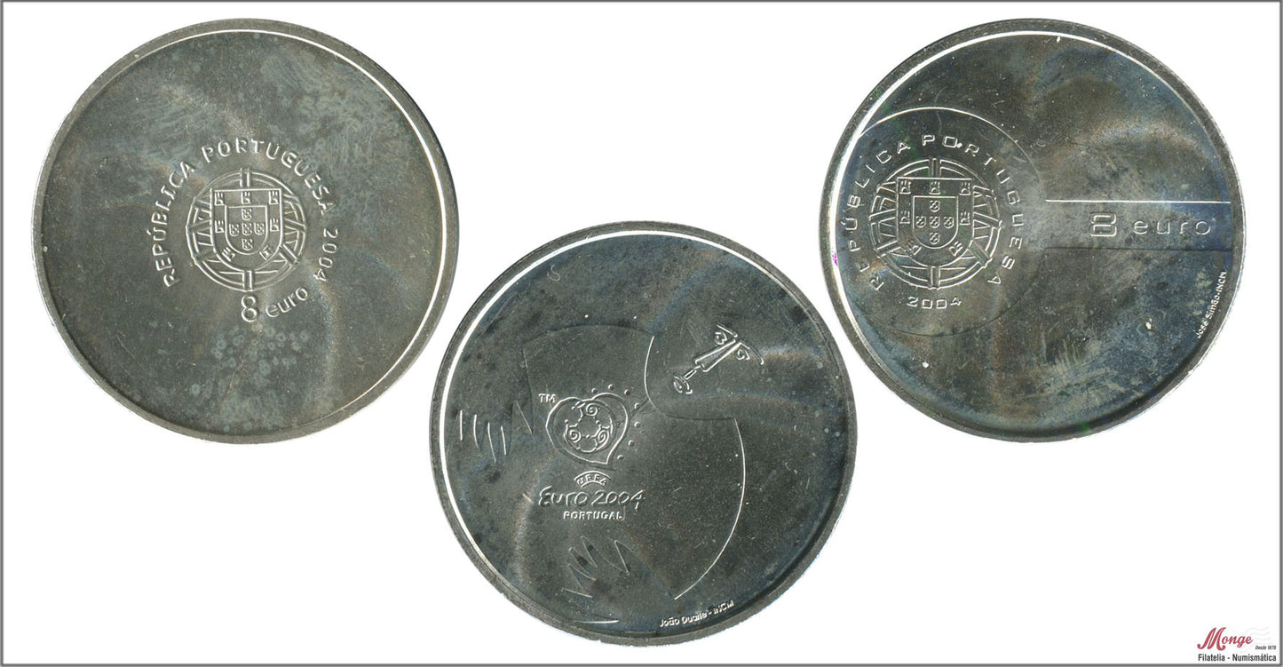 Portugal - 2004 - Monedas euros en plata - S/C / UNC - 8 € año 2004 Europeo futbol (3 monedas) 2ª serie