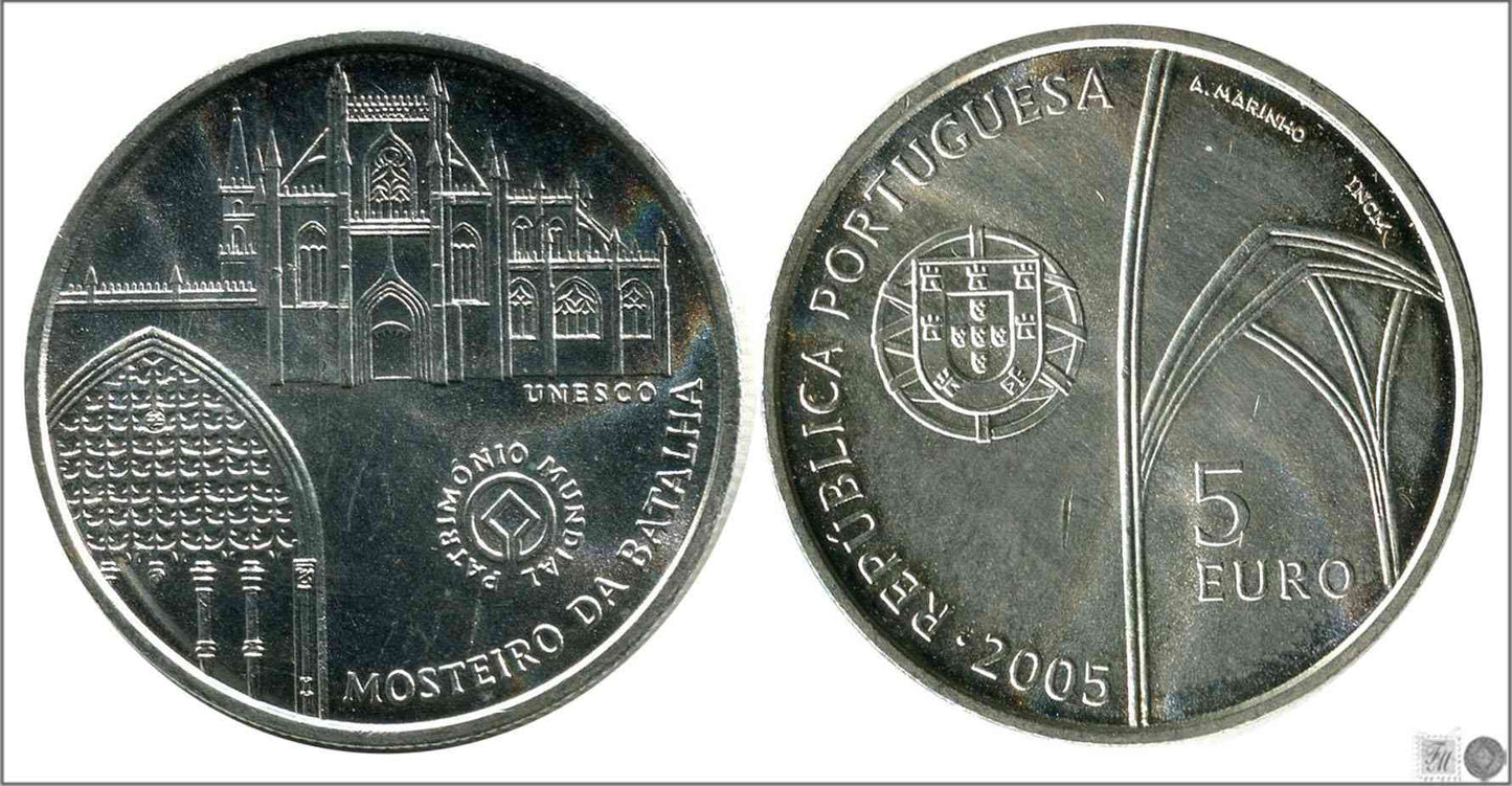 Portugal - 2005 - Monedas euros en plata - S/C / UNC - 5 € año 2005 Monasterio Batalla