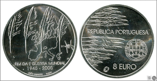 Portugal - 2005 - Monedas euros en plata - S/C / UNC - 8 € año 2005 II Guerra mundial