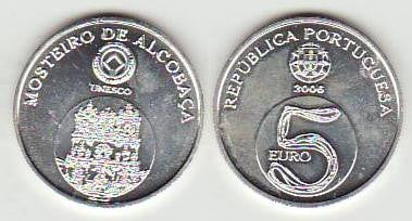 Portugal - 2006 - Monedas euros en plata - S/C / UNC - 5 € año 2006 / Monasterio Alcobaça