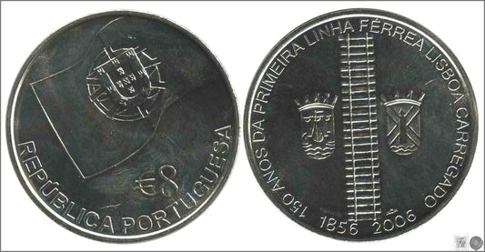 Portugal - 2006 - Monedas euros en plata - S/C / UNC - 8 € año 2006 / 150 A. Vía ferrea