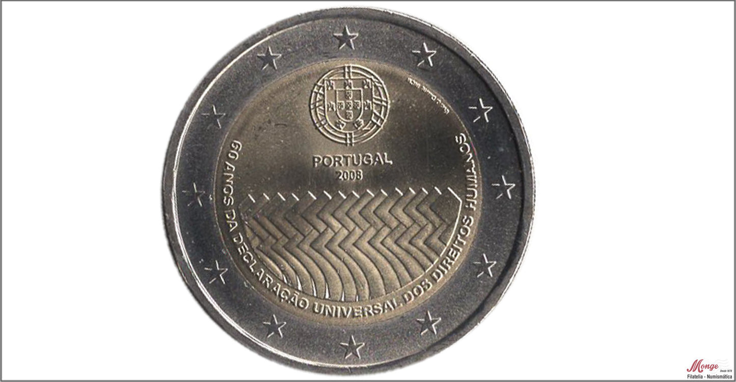 Portugal - 2008 - Monedas Euros circulación - S/C / UNC - 2 € año 2008 / 60 Aniv. Dec. Derechos humanos