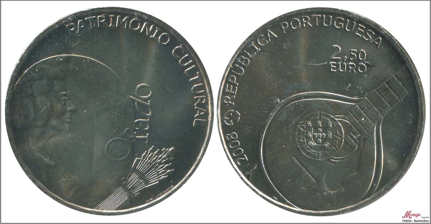 Portugal - 2008 - Monedas Euros circulación - S/C / UNC - 2,50 € año 2008 / Patrimonico cultural / Guitarra