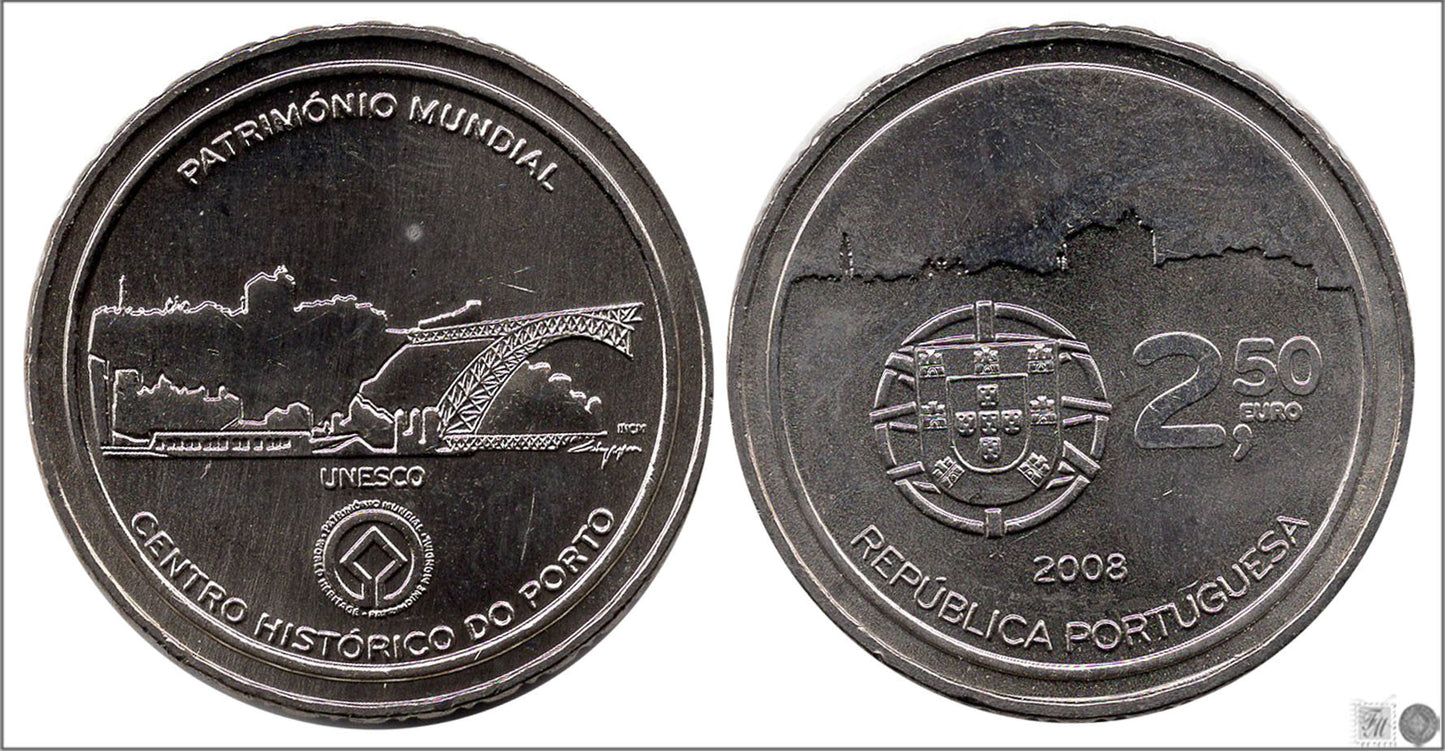 Portugal - 2008 - Monedas Euros circulación - S/C / UNC - 2´50 € Año 2008 / Unesco-Oporto