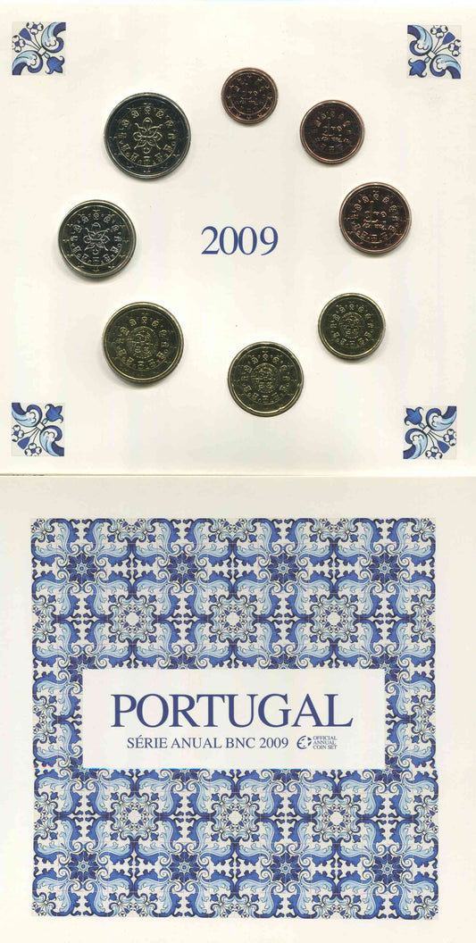 Portugal - 2009 - Monedas Euros en cartera oficial - FDC / MS - Cartera año 2009 (8 monedas)