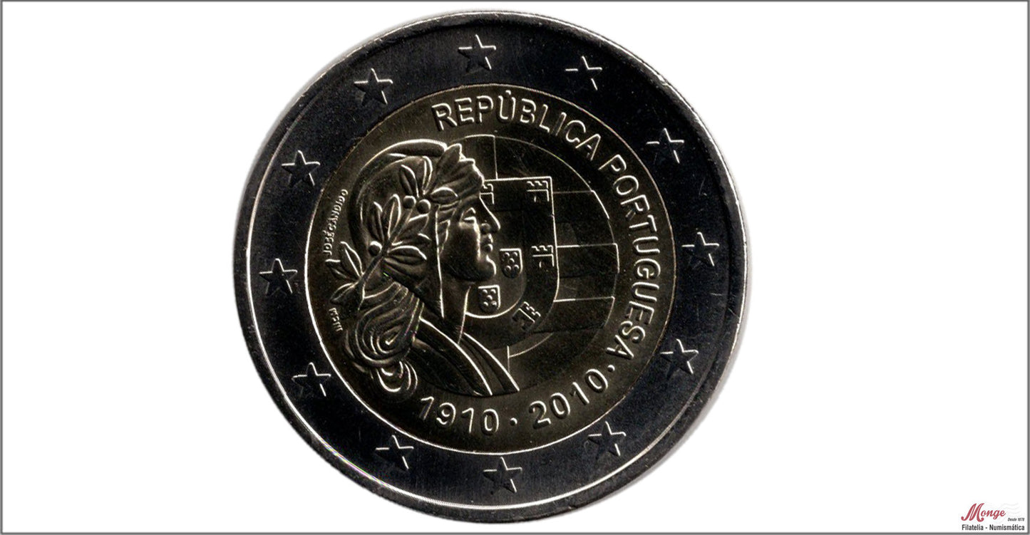 Portugal - 2010 - Monedas Euros circulación - S/C / UNC - 2 € Año 2010 / 100 Aniv. República