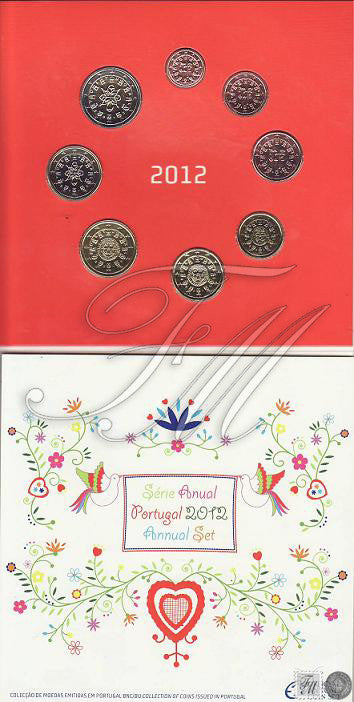 Portugal - 2012 - Monedas Euros en cartera oficial - FDC / MS - Cartera año 2012 (8 monedas)