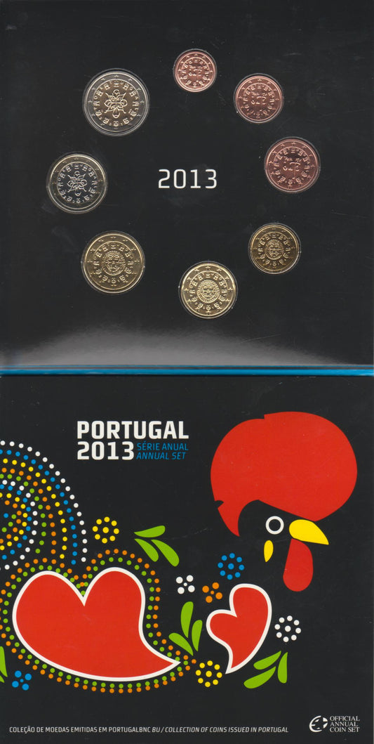 Portugal - 2013 - Monedas Euros en cartera oficial - FDC / MS - Cartera año 2013 (8 monedas)